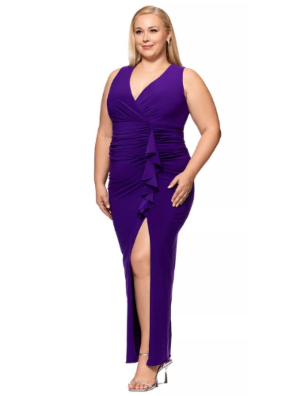 Betsy & Adam Purple Grape Halter Neck Chiffon Formal Evening Gown Size 16W